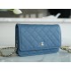 Chanel Wallet (Magnetic Closure) Mist Blue Caviar Leather  