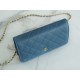 Chanel Wallet (Magnetic Closure) Mist Blue Caviar Leather  