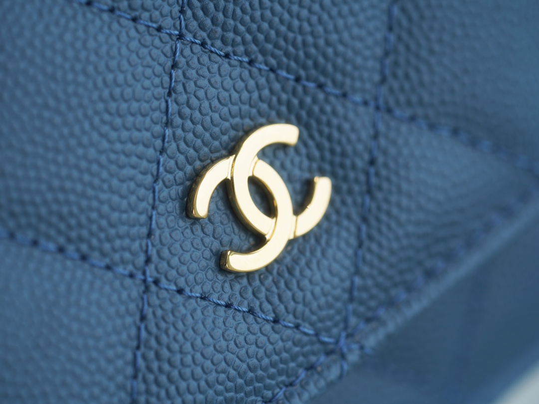 Chanel Wallet (Magnetic Closure) Mist Blue Caviar Leather  