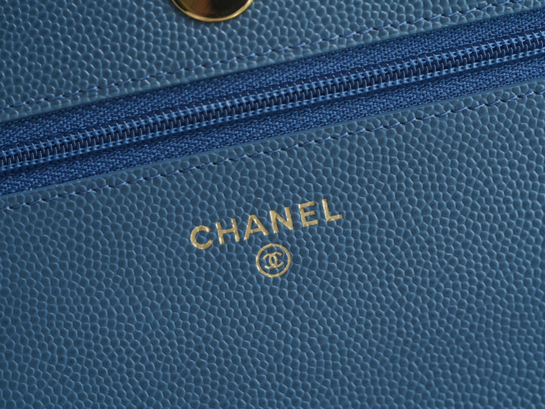 Chanel Wallet (Magnetic Closure) Mist Blue Caviar Leather  