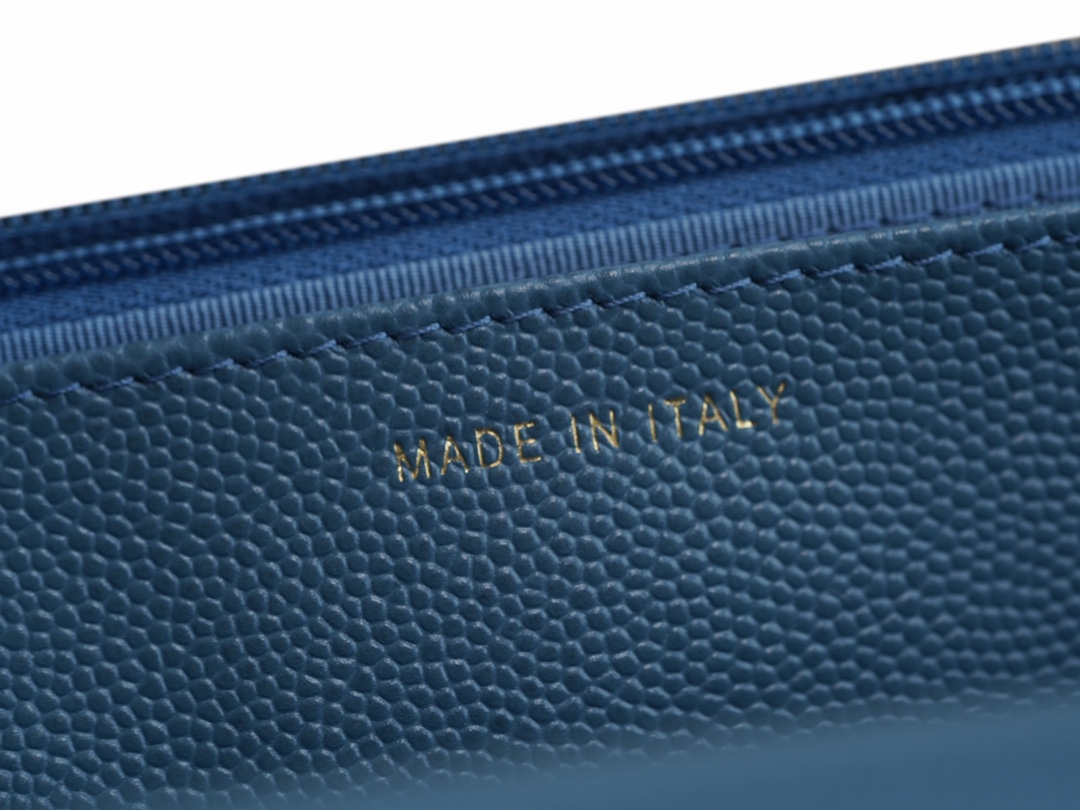 Chanel Wallet (Magnetic Closure) Mist Blue Caviar Leather  