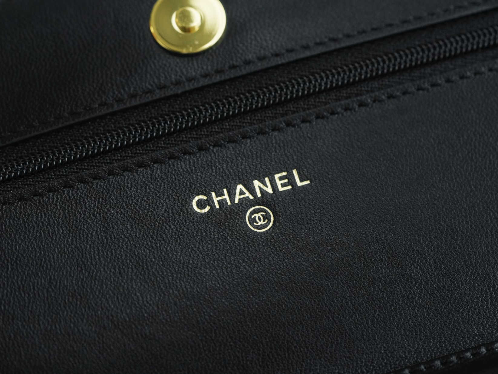 CHANEL Entry-Level Classic WOC (Magnetic Closure) Black Gold Lambskin  