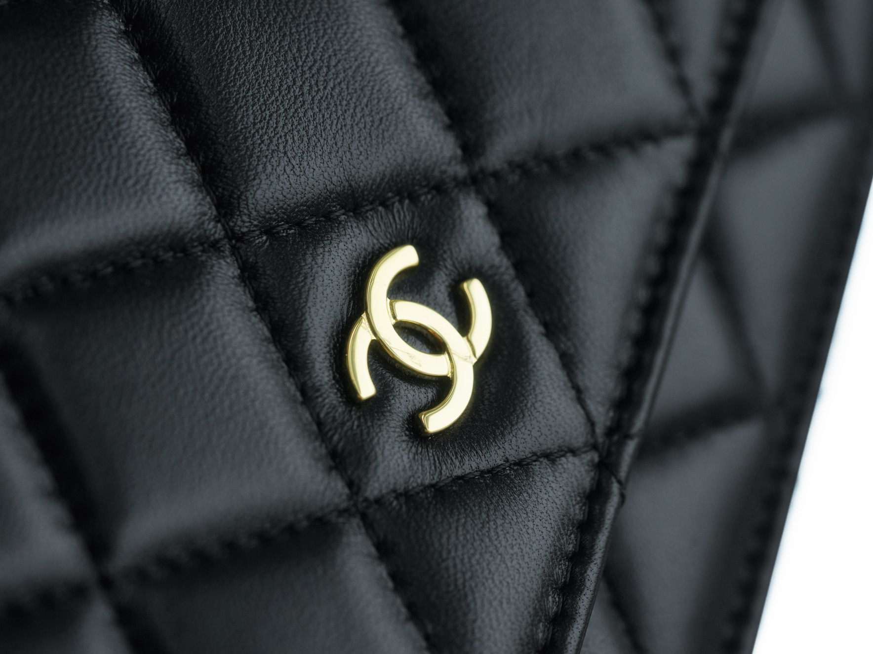 CHANEL Entry-Level Classic WOC (Magnetic Closure) Black Gold Lambskin  