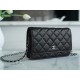 CHANEL Entry-Level Classic WOC (Magnetic Closure) Black Silver Lambskin  