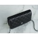 CHANEL Entry-Level Classic WOC (Magnetic Closure) Black Silver Lambskin  