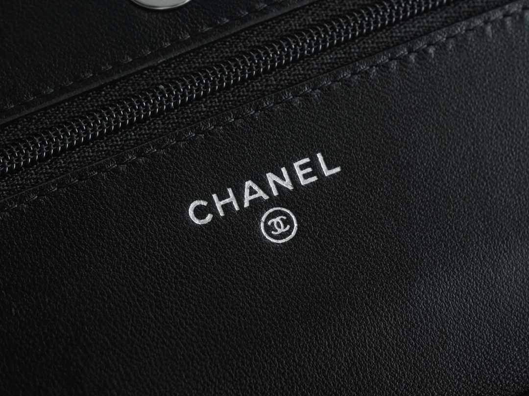 CHANEL Entry-Level Classic WOC (Magnetic Closure) Black Silver Lambskin  