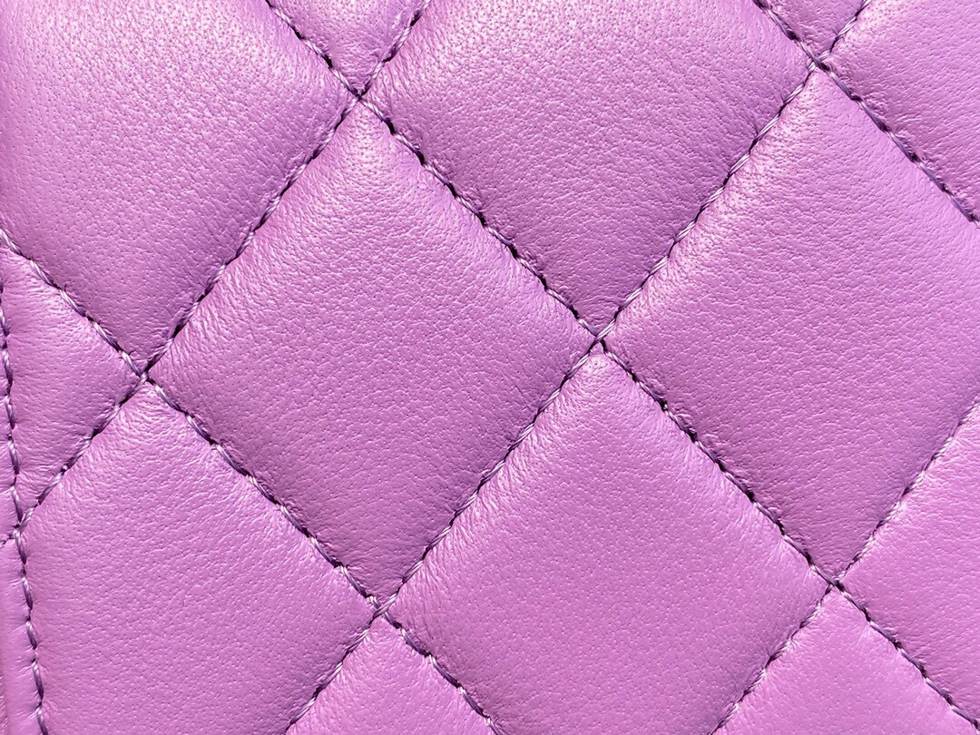 2020 Spring/Summer New Zipper Coin Card Holder Lavender Purple Lambskin  