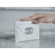 19 Series Zipper Coin Card Holder White Lambskin  