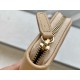 19 Series Zipper Coin Card Holder Milk Tea Apricot Goat Leather  