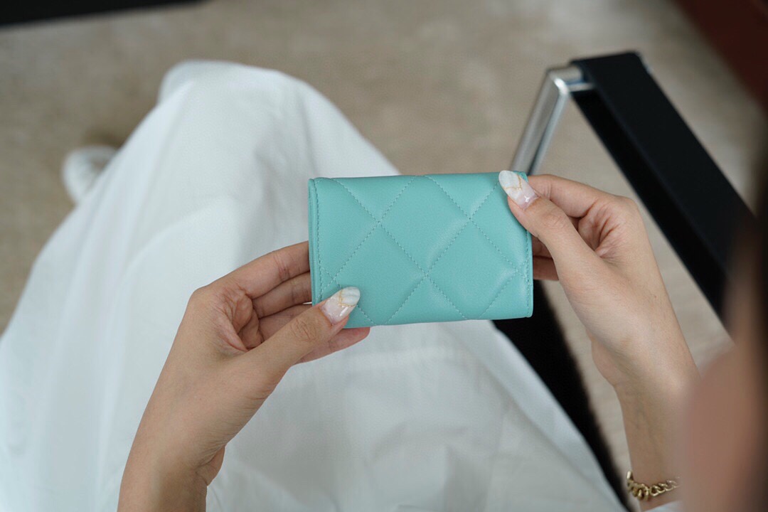 19 Series Card Holder Tiffany Blue Goat Leather  