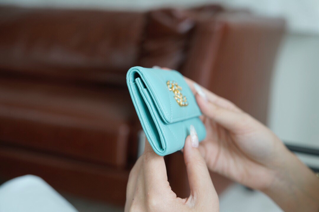 19 Series Card Holder Tiffany Blue Goat Leather  