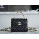 CHANEL 22B Enamel Handle Chain Bag Small Black  