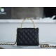 CHANEL 22B Enamel Handle Chain Bag Small Black  