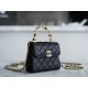 CHANEL 22B Enamel Handle Chain Bag Small Black  