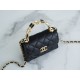 CHANEL 22B Enamel Handle Chain Bag Small Black  