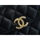 CHANEL 22B Enamel Handle Chain Bag Small Black  