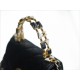 CHANEL 22B Enamel Handle Chain Bag Small Black  