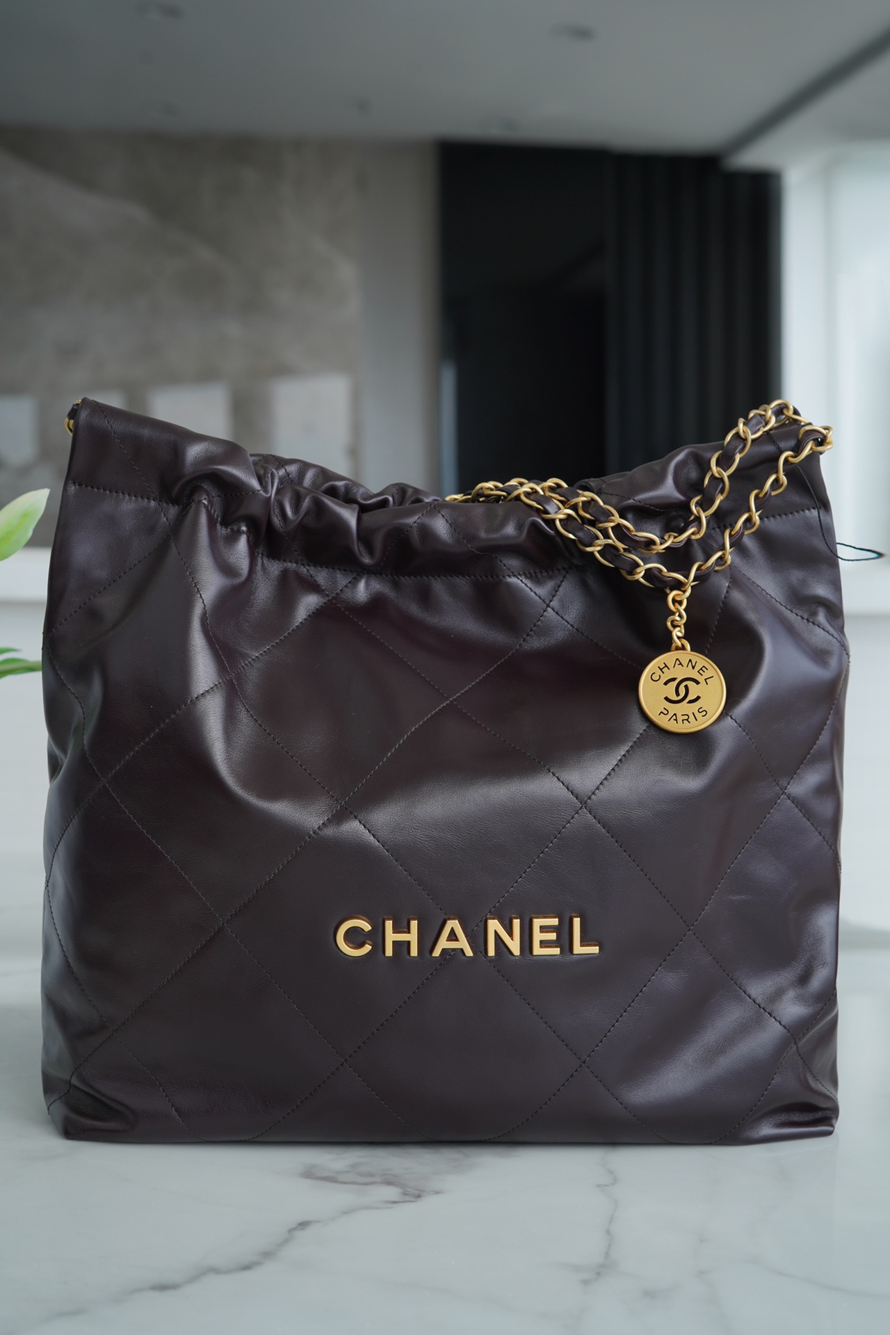 CHANEL 22P Handbag Chocolate Medium  