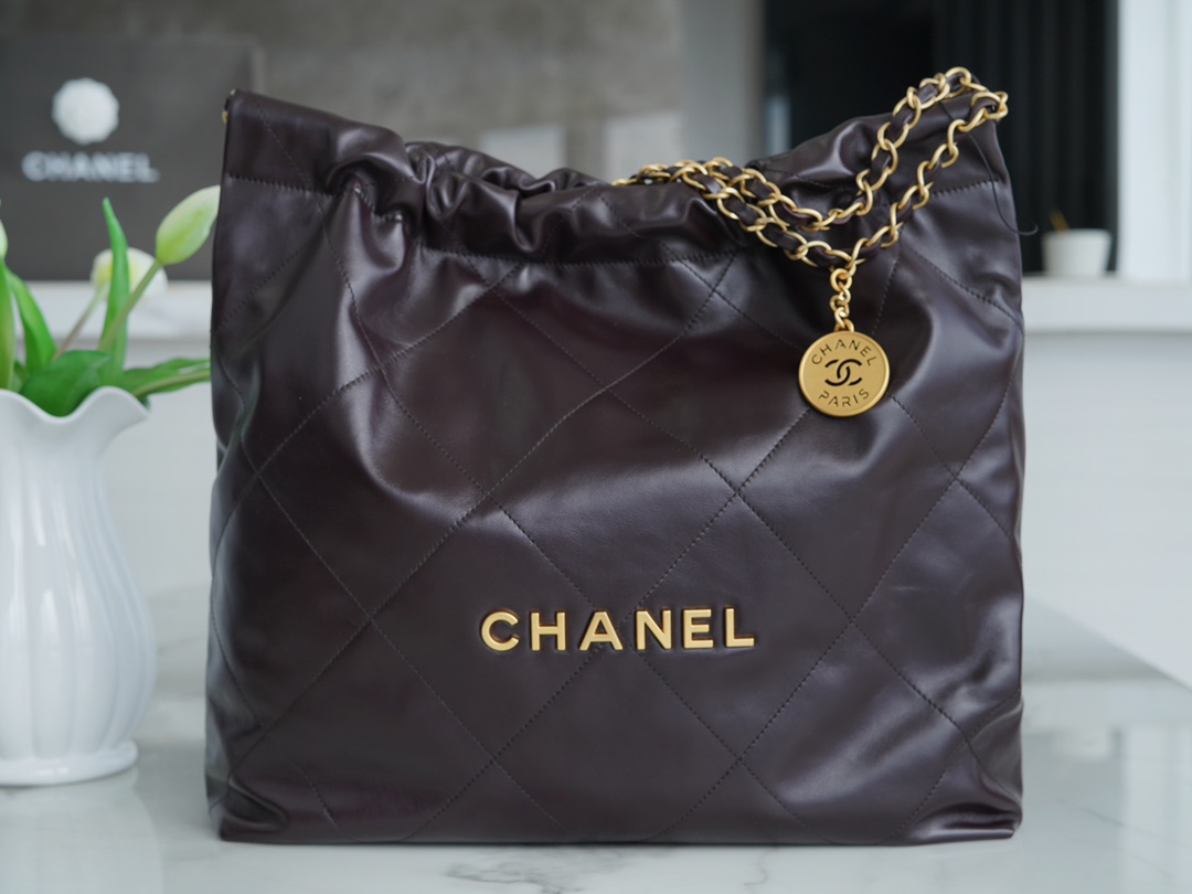 CHANEL 22P Handbag Chocolate Medium  