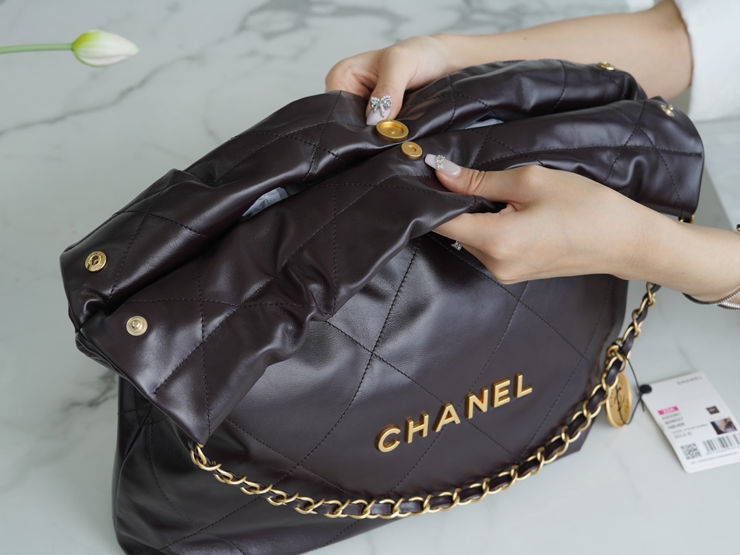 CHANEL 22P Handbag Chocolate Medium  