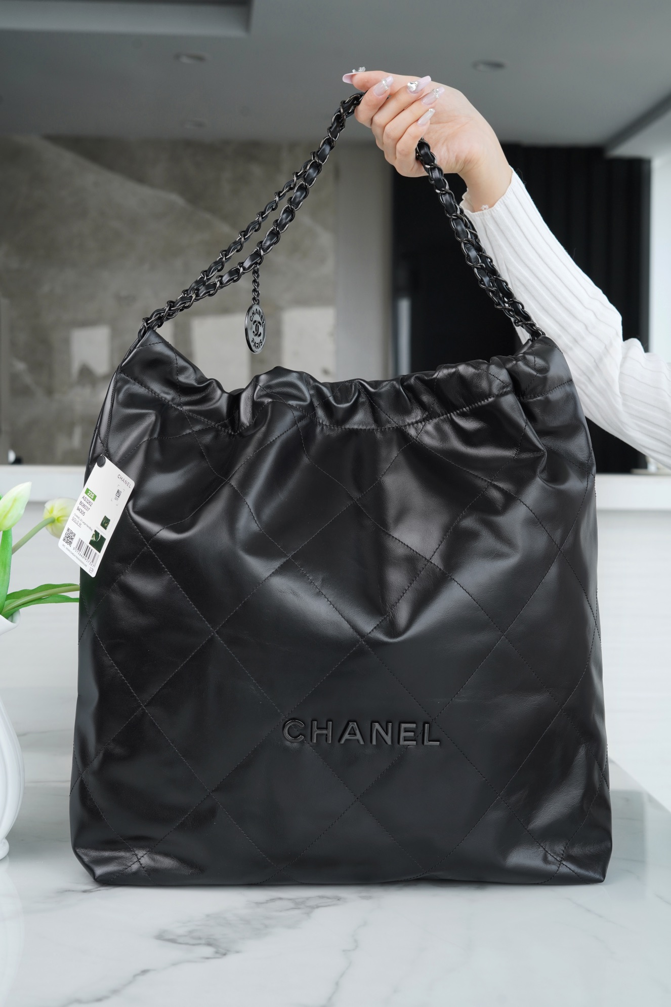 CHANEL 22K Autumn/Winter New SO Black 22 Handbag Large Calfskin  