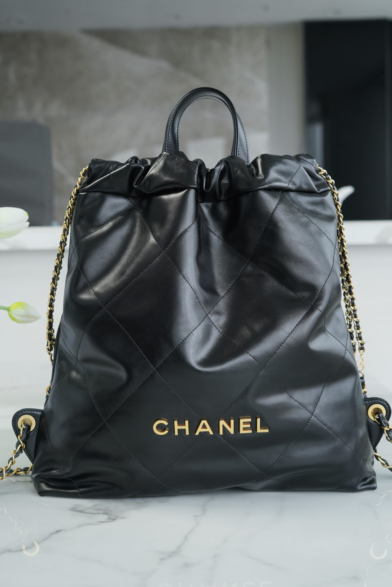 CHANEL 22P Spring/Summer New 22P Backpack Glossy Calfskin  