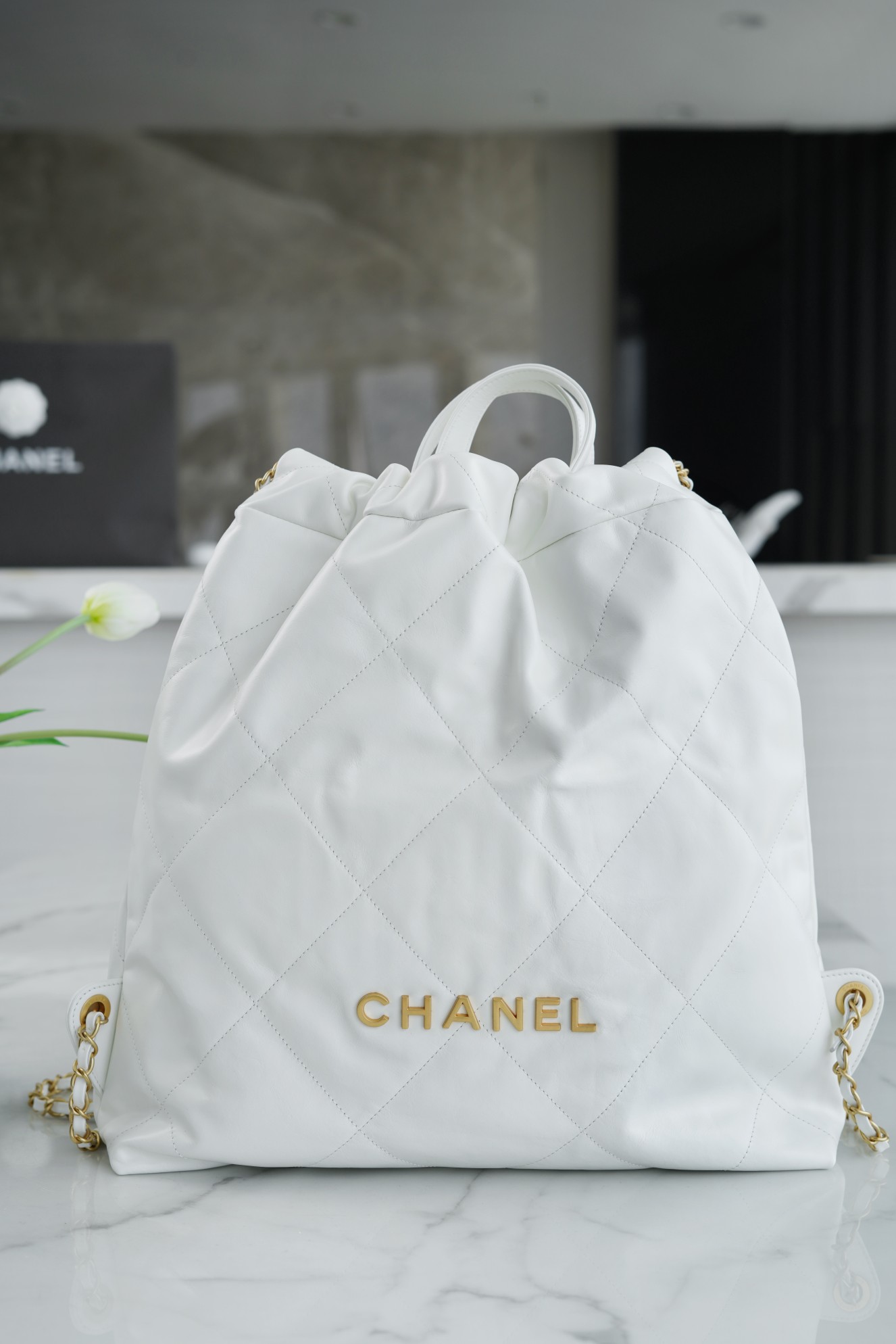 CHANEL 22P Spring/Summer New 22P Backpack Glossy Calfskin  