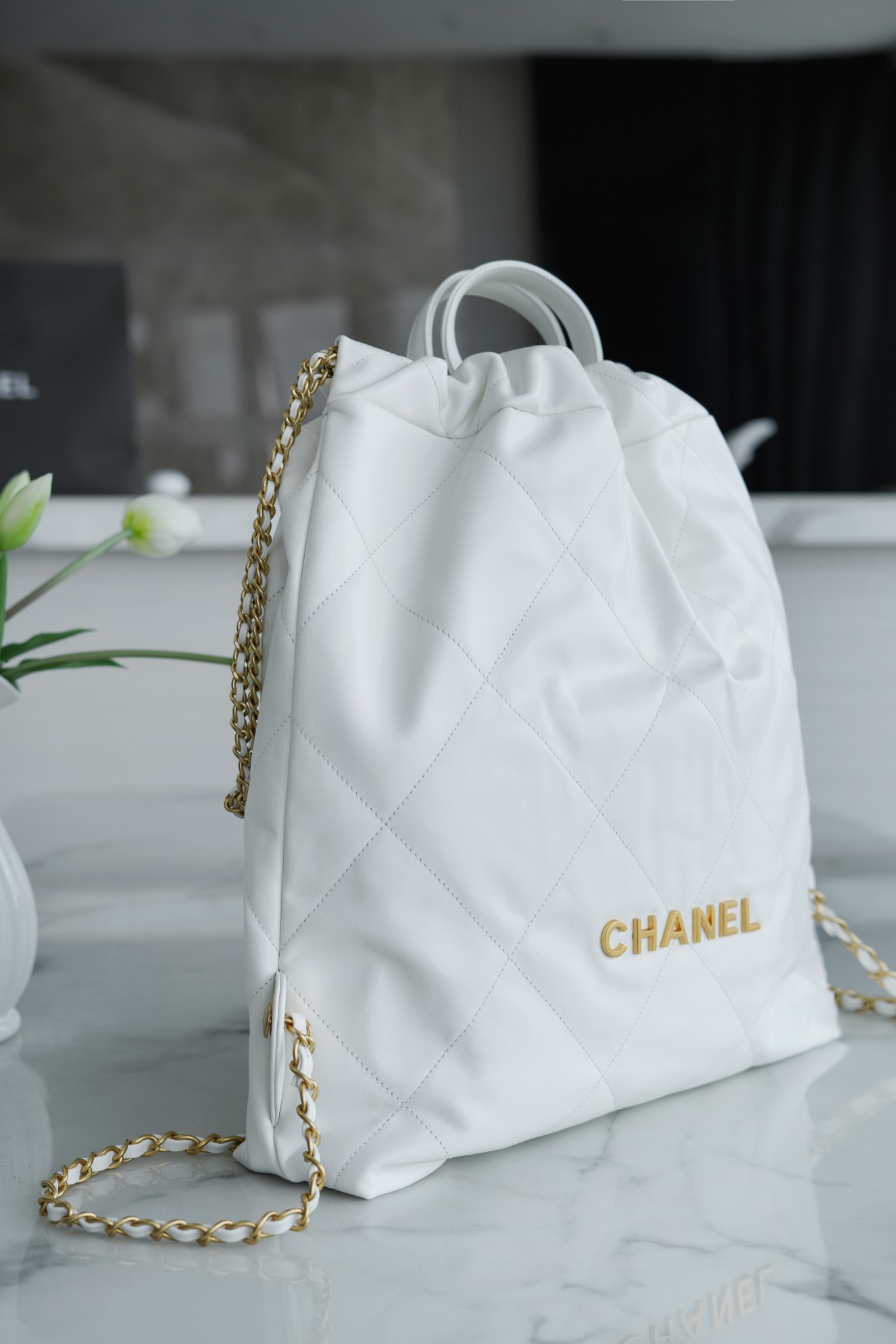 CHANEL 22P Spring/Summer New 22P Backpack Glossy Calfskin  