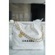 CHANEL 22P Handbag Small White with Black Hardware  