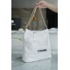 CHANEL 22P Handbag Small White with Black Hardware  