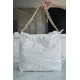 CHANEL 22P Handbag Small White with Black Hardware  