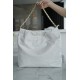 CHANEL 22P Handbag Medium White with Black Hardware Calfskin  