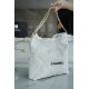 CHANEL 22P Handbag Medium White with Black Hardware Calfskin  