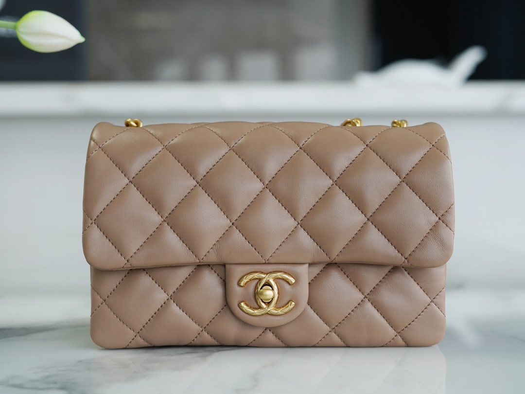 CHANEL 22K New Adjustable Flap Bag Milk Tea Almond Small  