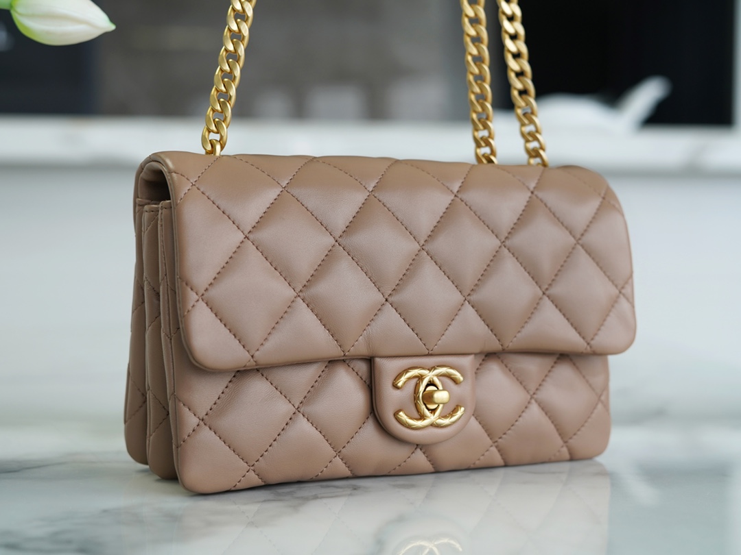 CHANEL 22K New Adjustable Flap Bag Milk Tea Almond Small  