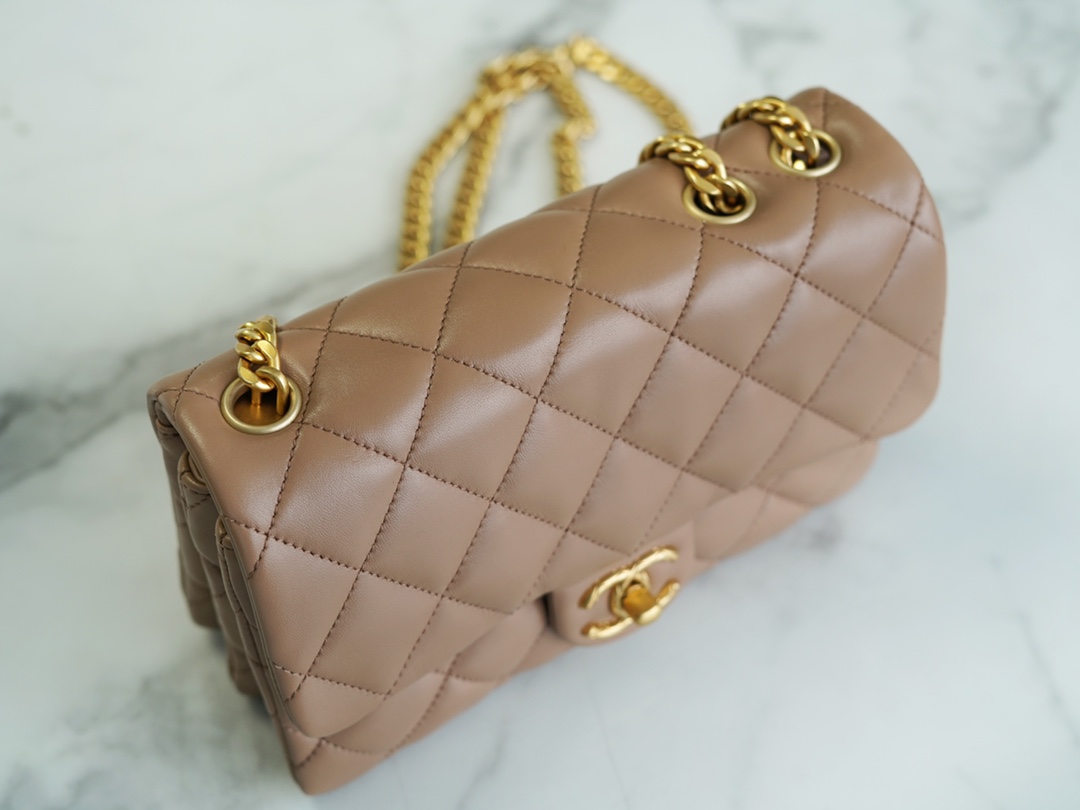 CHANEL 22K New Adjustable Flap Bag Milk Tea Almond Small  