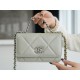 CHANEL 19 WOC 22C Light Gray Silver Hardware  