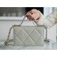 CHANEL 19 WOC 22C Light Gray Silver Hardware  