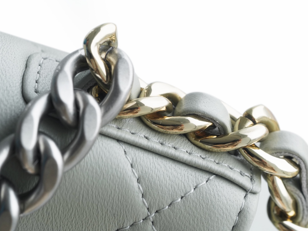 CHANEL 19 WOC 22C Light Gray Silver Hardware  