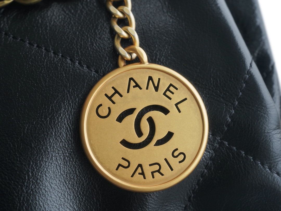 CHANEL 22P Spring/Summer New 22 Handbag Large Black with Gold Hardware  