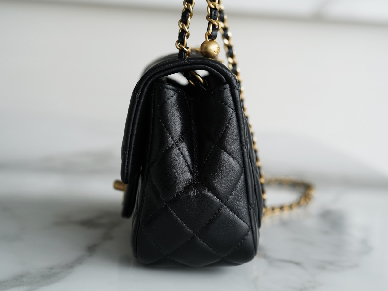 Chanel CF Metal Ball Square Fatty Black  