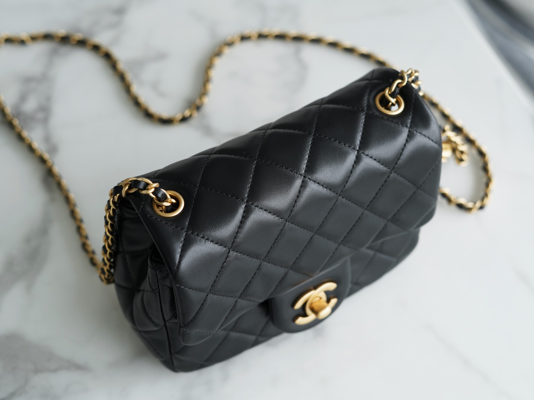 Chanel CF Metal Ball Square Fatty Black  