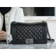 Chanel Leboy Black & Silver Medium Lambskin  