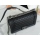 Chanel Leboy Black & Silver Medium Lambskin  