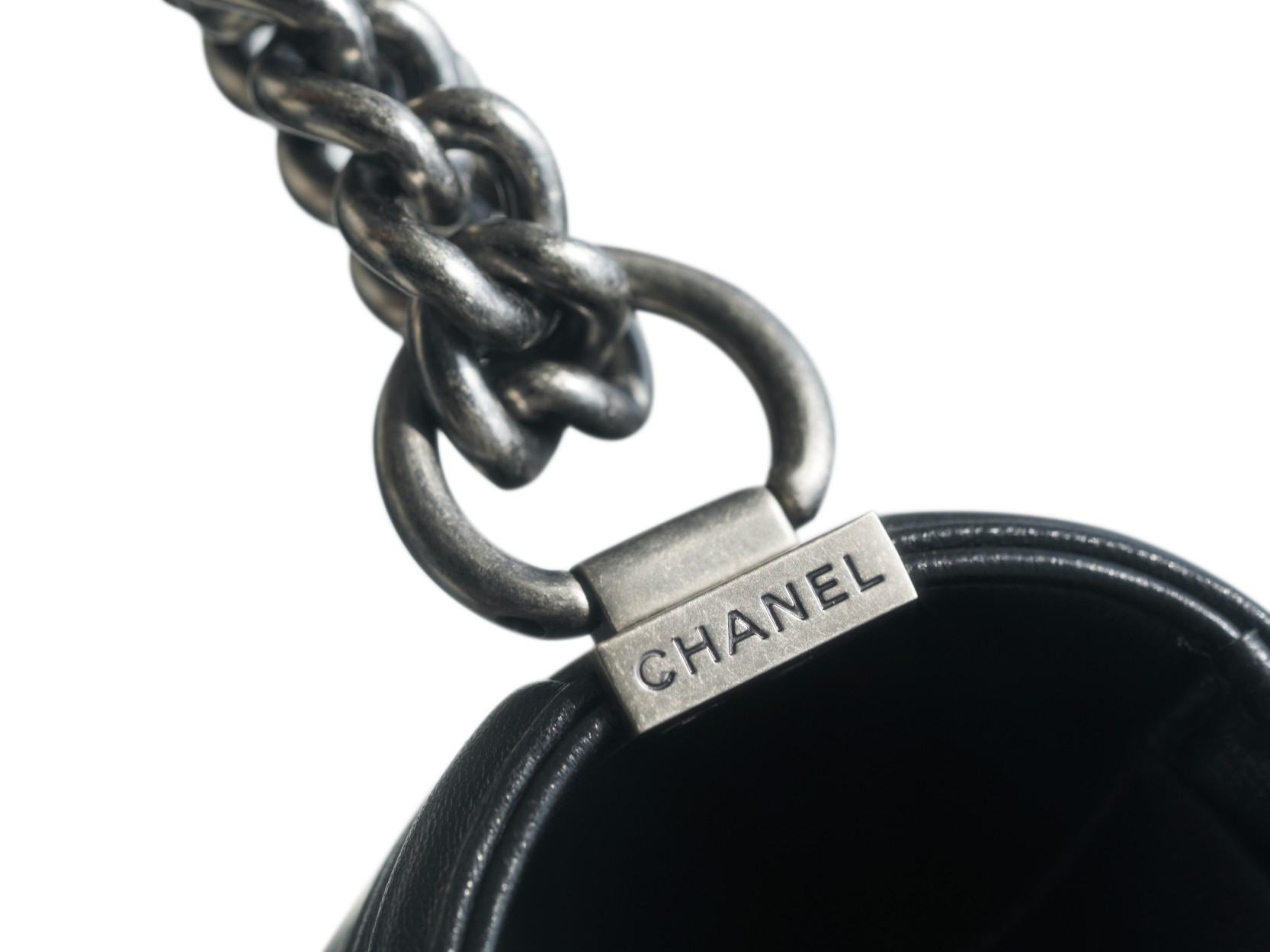 Chanel Leboy Black & Silver Medium Lambskin  