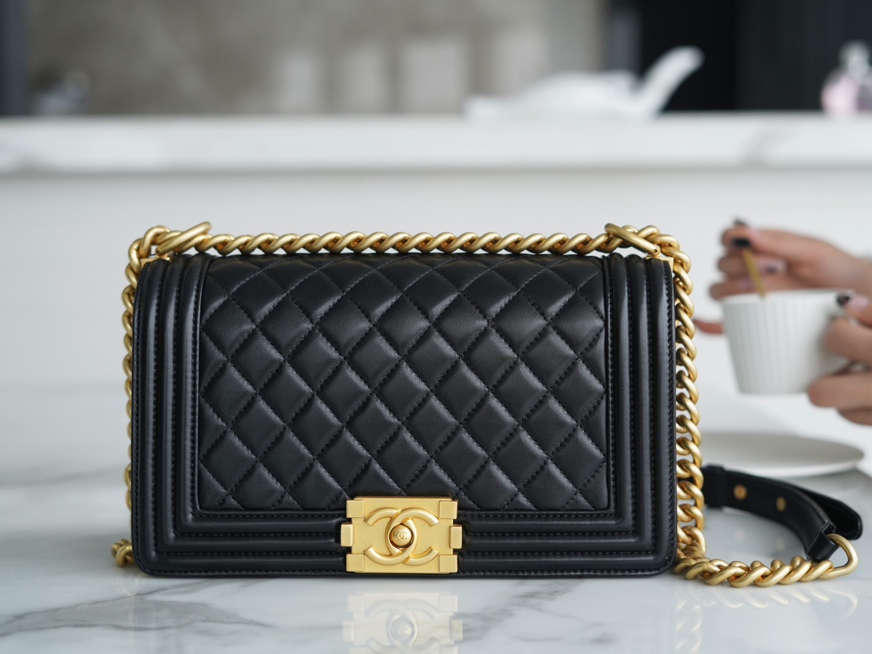 Chanel Leboy Black & Gold Medium Lambskin  