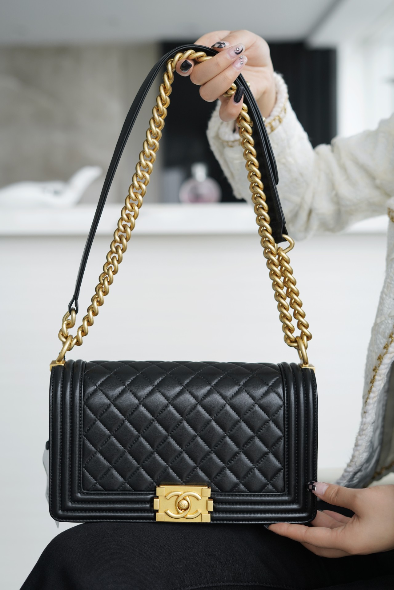 Chanel Leboy Black & Gold Medium Lambskin  