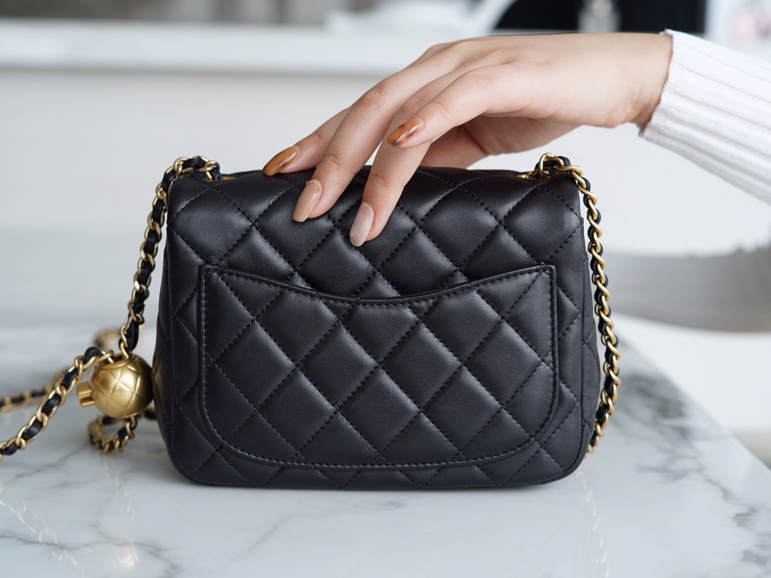 Chanel Metal Ball Square Fatty Black Lambskin  