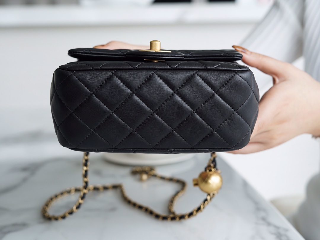 Chanel Metal Ball Square Fatty Black Lambskin  