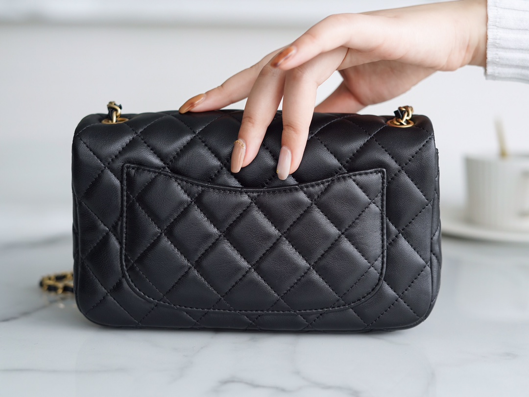 Chanel Mini Metal Ball Square Fatty Black Lambskin  